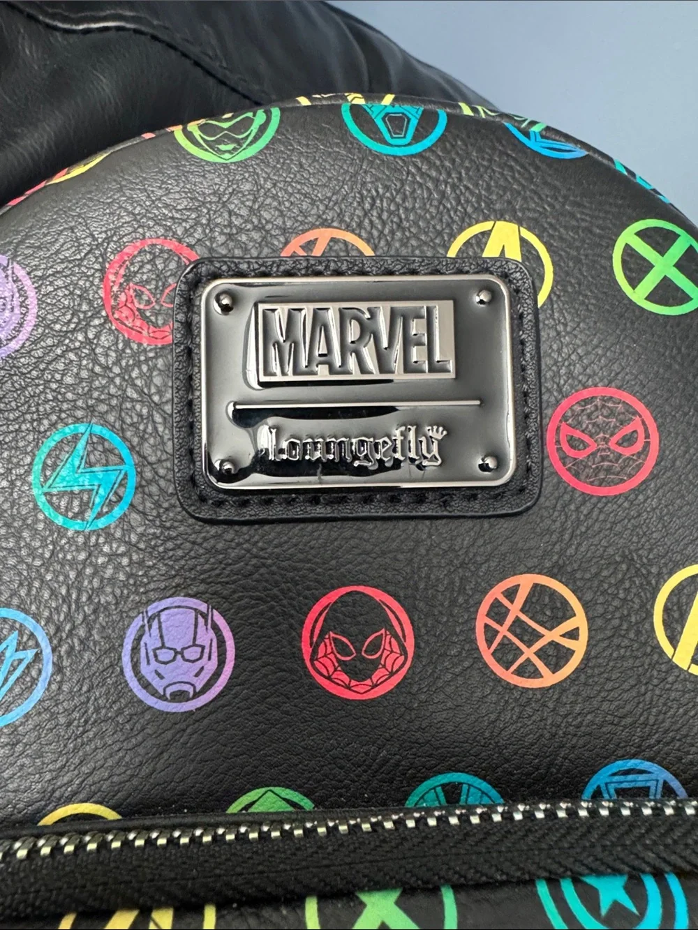 Marvel Kids Rainbow Icons Mini Backpack - Black with Rainbow Straps